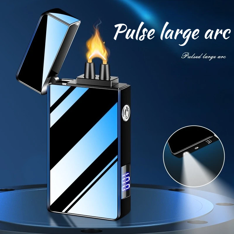 

Mirror Windproof Double Arc LED Light Type-c Charging Men's Business Gift Lighter Men's Smoking Accessories Cigarette Lighter