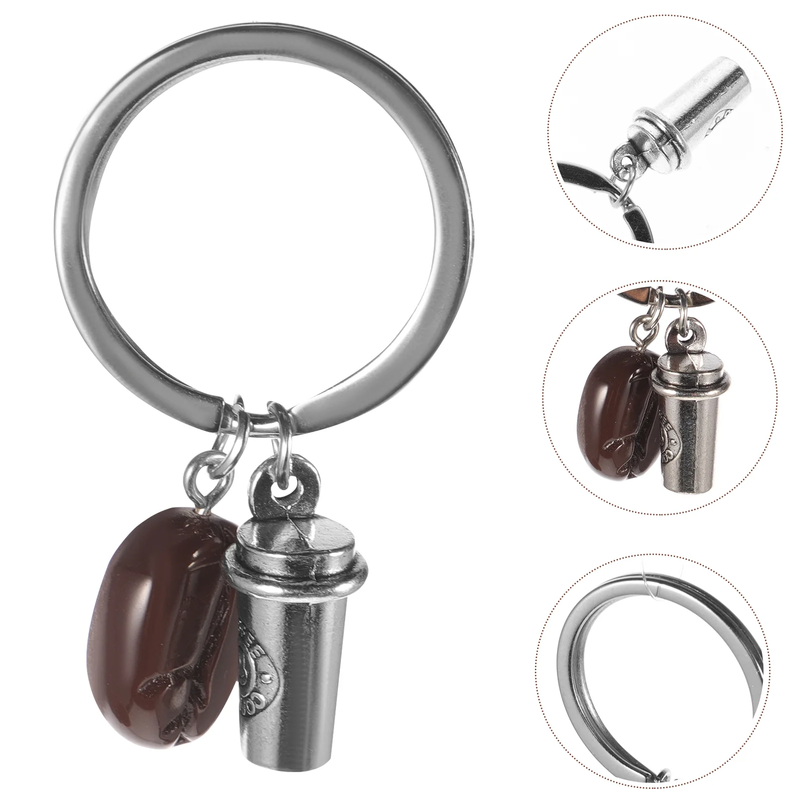 Coffee Bean Keychain Shape Ornament Alloy Pendant Creative Bag Mini Cup While Wallet