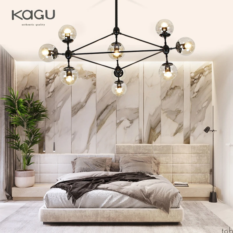 Modern Minimalist Living Room Bedroom Lamp Glass Ball Chandelier Creative Industrial Clothing Store Lighting Decoration