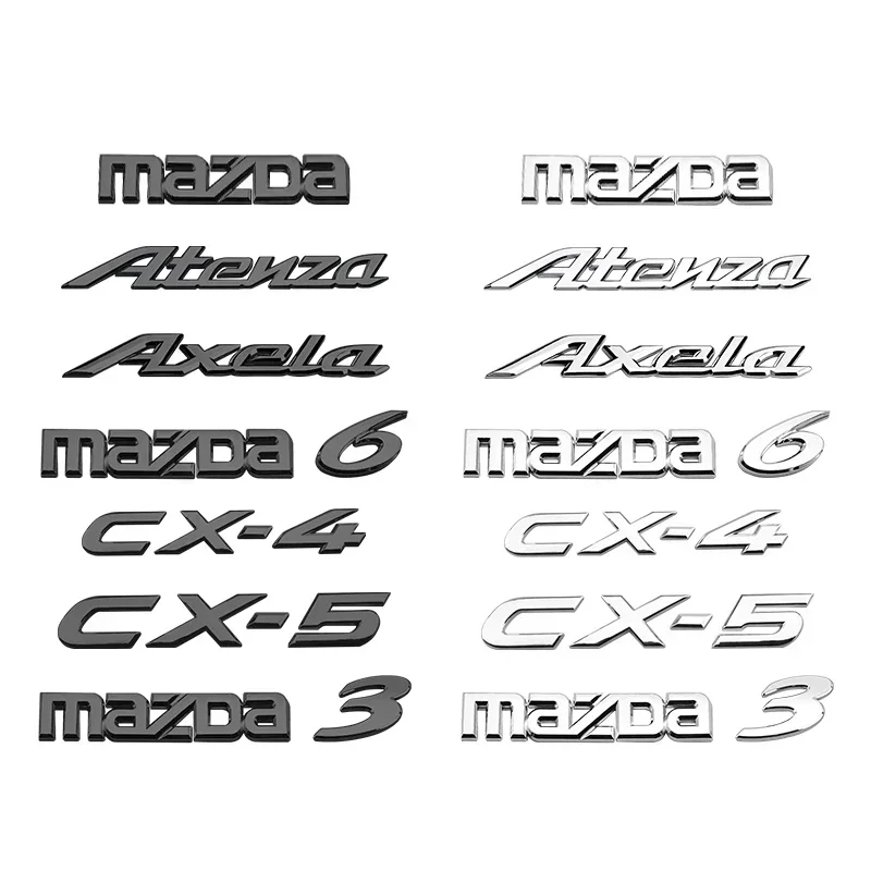 1pcs 3D ABS car logo Letters Trunk Emblem Symbols Badge Sticker for mazda 3 5 6 Atenza Axela CX-4 CX-5 323 M3 M6 Accessories