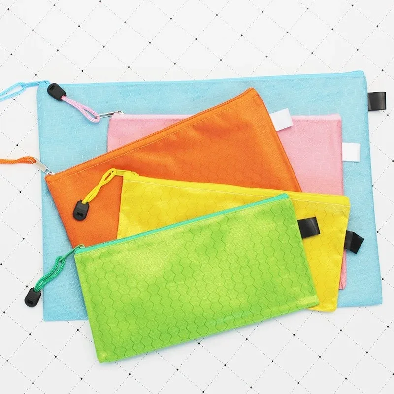20PCS Canvas Zipper Bags Colorful Document Pouch File Bag File Folder Stationery School Words Filing Production