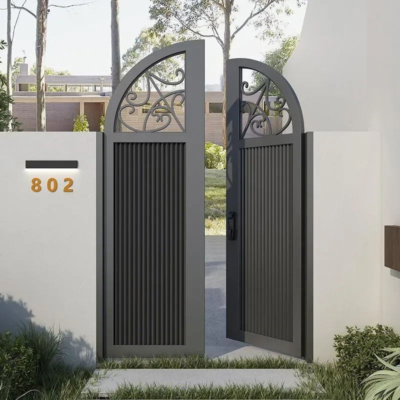 Wrought Iron Outdoor Garden Courtyard Gate Stainless Steel Aluminum Alloy Single Double Open Villa Entrance Arch Country B&B