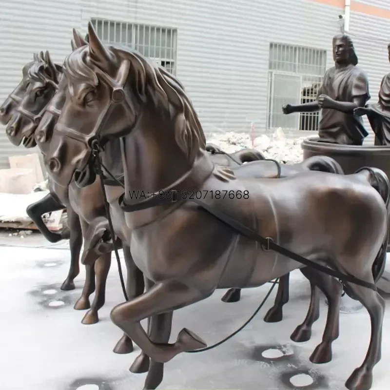 Wmwmnu Custom High Quality Resin Horse Statue Fiberglass Retro European Carriage Sculpture for Sale