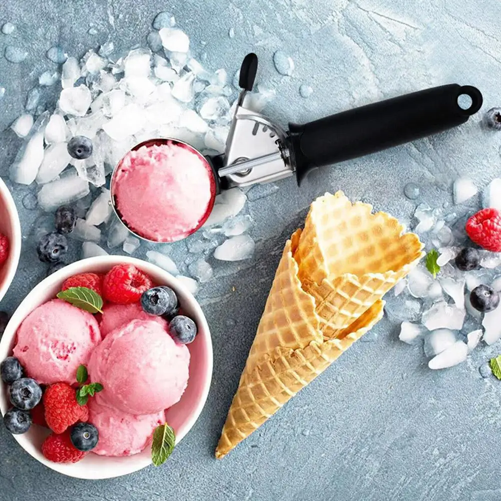 Premium Stainless Steel Ice Cream Scoop with Trigger Watermelon Dessert Scoop Perfect for Frozen Yogurt Gelatos Sundaes