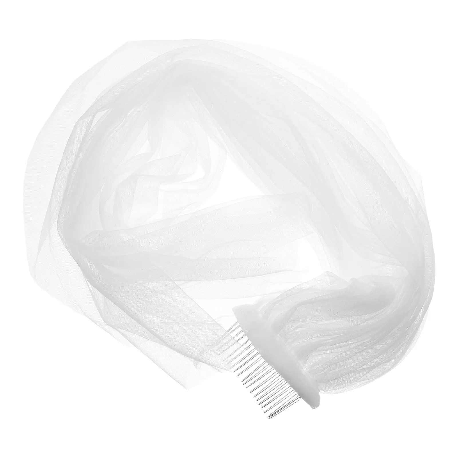 

Short White Bridal Veil Single Layer Tulle Attached Comb Lightweight Comfort Wedding Photo Bride Veil Bride Veils