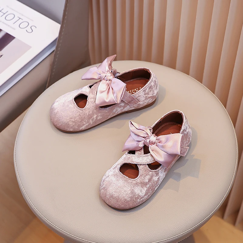 

Детские кожаные туфли для девочек, весна-осень, с большим бантом, на Т-образном ремешке, замшевые, повседневные, на плоской подошве, для принцесс, модные, для вечеринок и свадеб