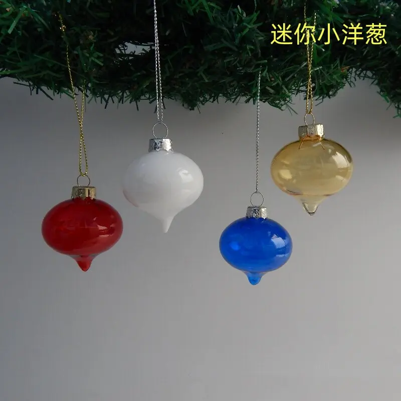 クリスマス装飾品、多色の玉ねぎ型ガラスボール、ホテルやショッピングモール向け。