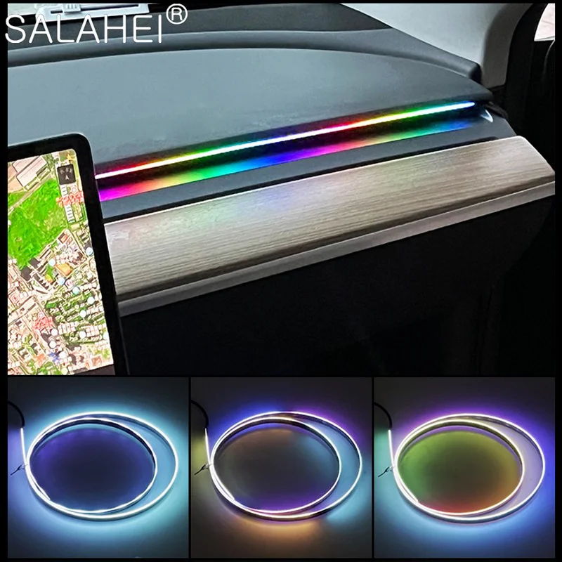 USB 64 Colors Acrylic Strips LED Atmosphere Light 110cm Full Color RGB Lamps Car Interior Hidden App Remote Control Ambient Lamp