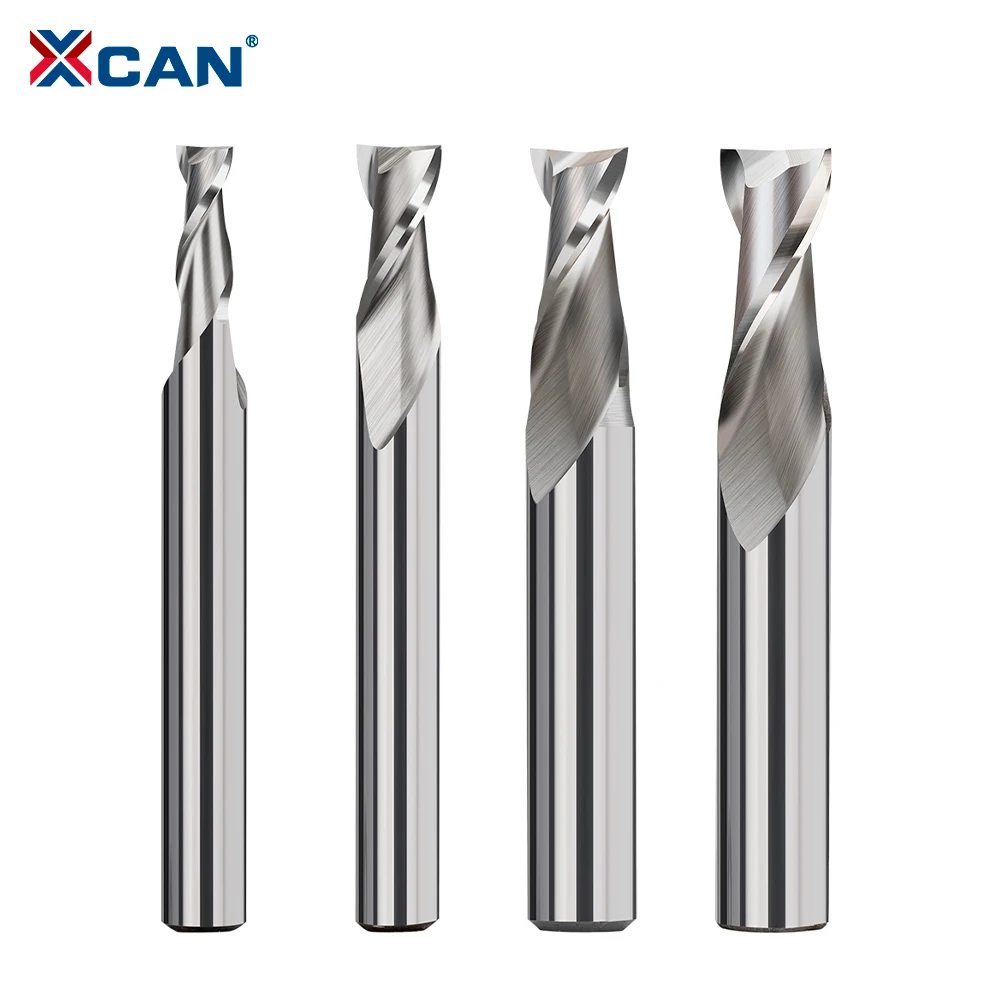 XCAN HSS 2-Schneiden-Schaftfräser 2mm-12mm Hartmetall-Fräser Spiralfräser CNC-Werkzeug für Aluminium Edelstahl Metall