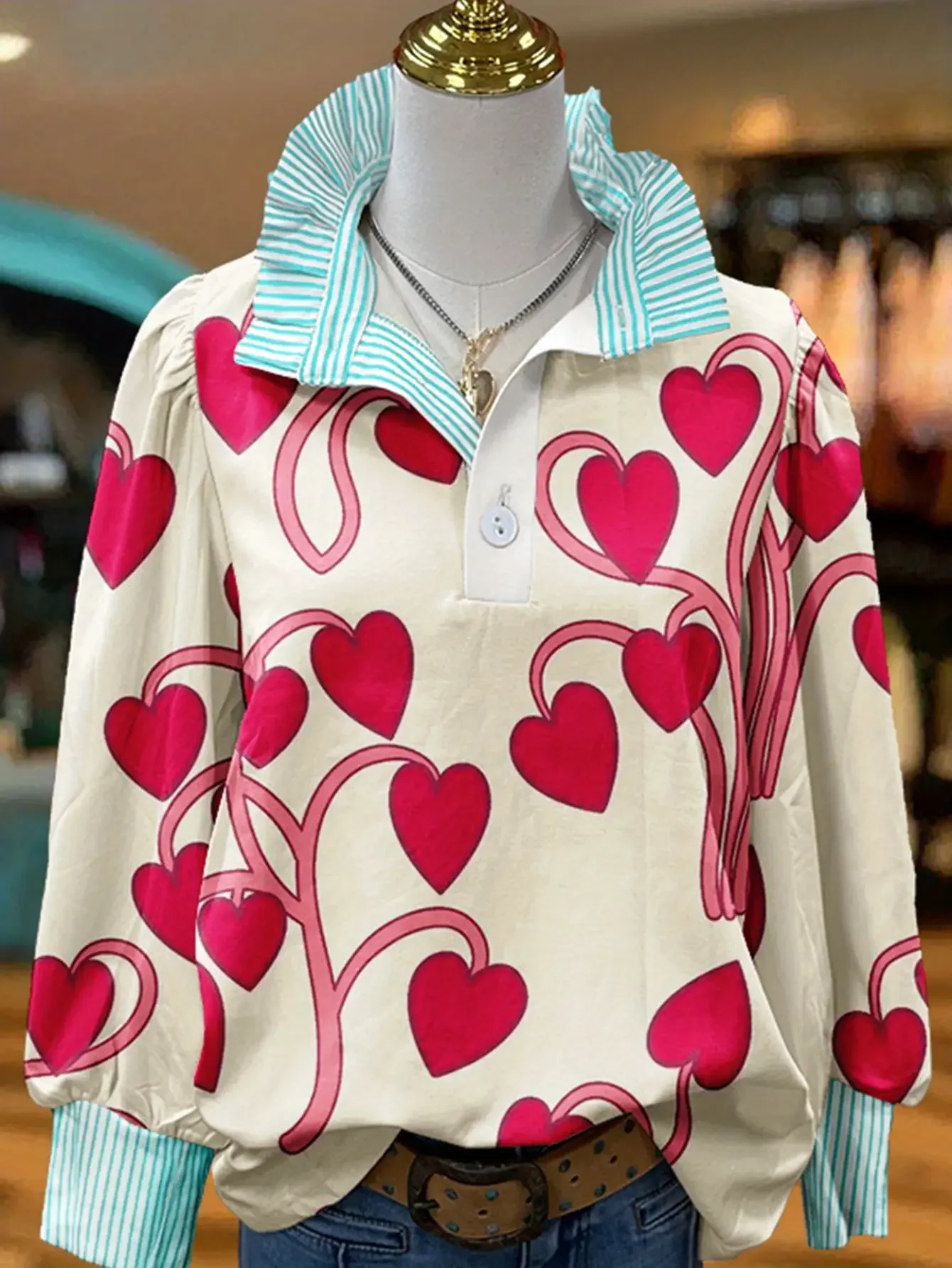 Women's Spring and Autumn Winter Collection Women's Stand up Collar Shirt Long Sleeve, Non seasonal universal