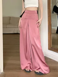 Alien Kitty 2023 Women Satin Trousers OL Work Wear Casual Straight Office Wear Lady Summer Elegant All Match Wide Leg Pants