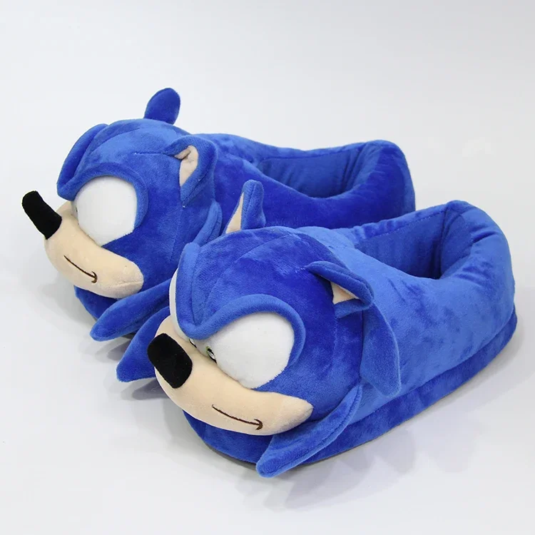 Sonic The Hedgehog Plush Warm Slippers Soft Home Cartoon Winter Plush Slippers Adult Children\'s Shoes Funny Anime Christmas Gift