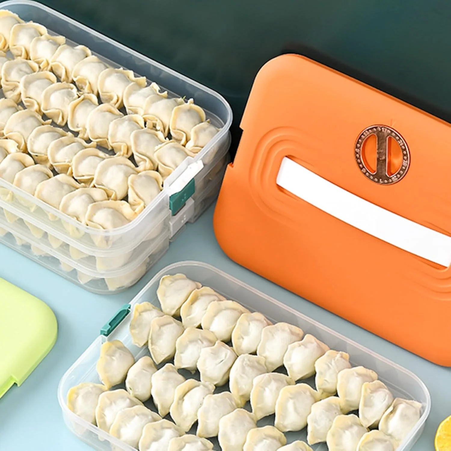 Layer Refrigerator Dumpling Box, Stackable Dumpling Food Containers, Dumpling Box Bins Holder with  for Refrigerator