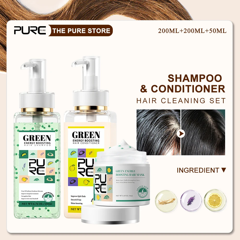 

PURC Anti Itch Dandruff Hair Shampoo Conditioner Set Thicken Strengthen Hair Root Scalp Cleaning Treatment Shiny Smooth Mask