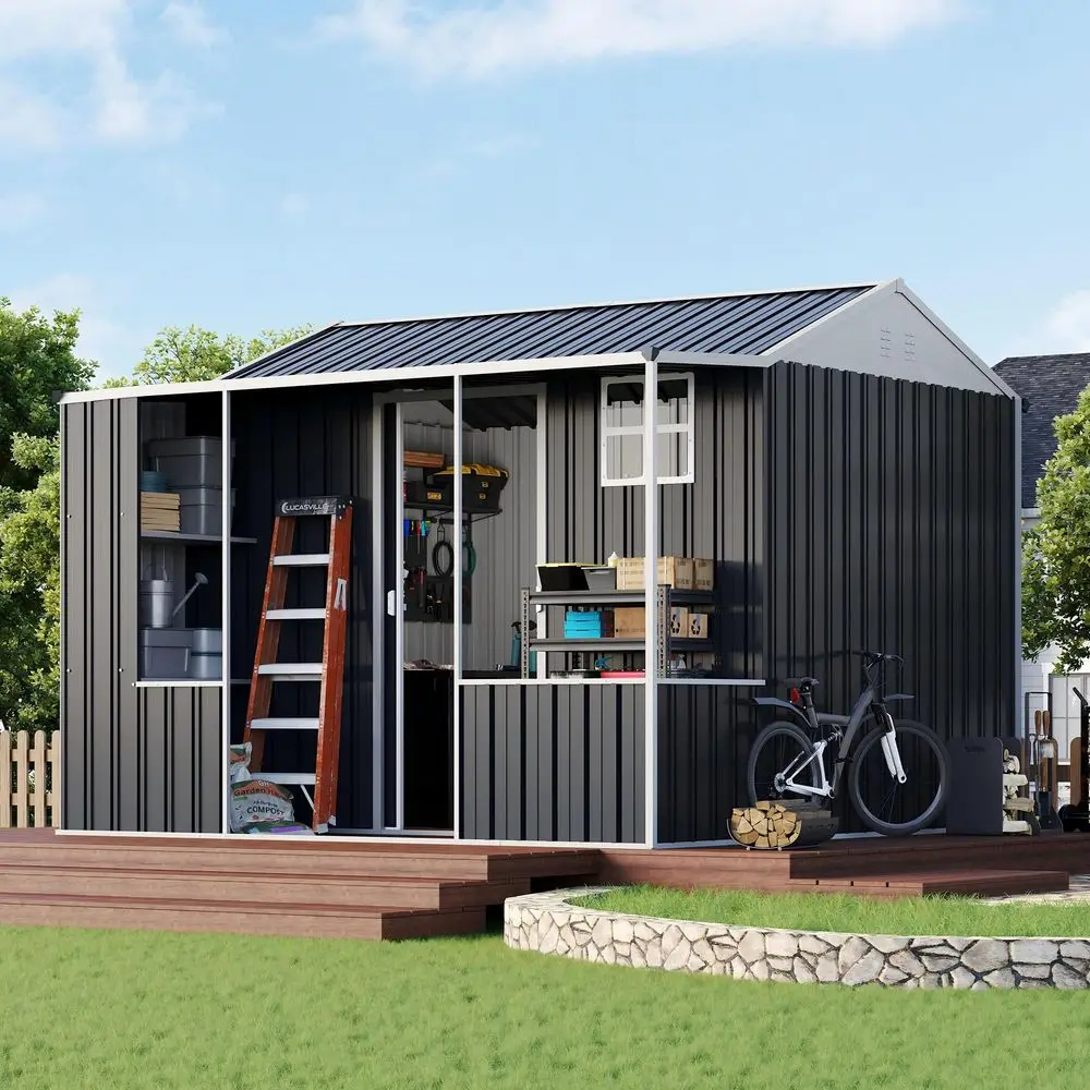 

6x4 FT Plastic Storage Shed, Outdoor Resin Garden Shed with Floor, Durable Tool Storage Shed with Lockable Door and Window for
