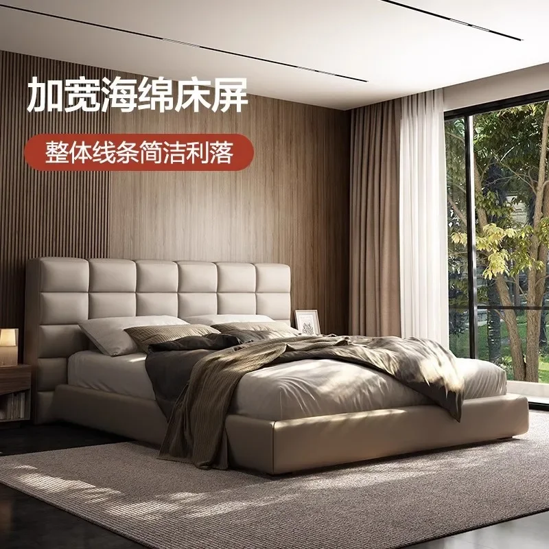 Italian minimalist Lawrence leather modern minimalist double master bedroom light luxury high-end
