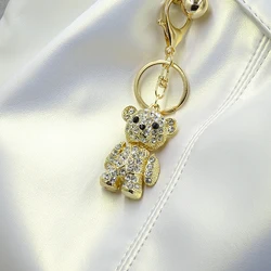 Personalized women's Bag Accessories Stereometal Rhinestone cartoon Bear keychain Holiday gift car pend