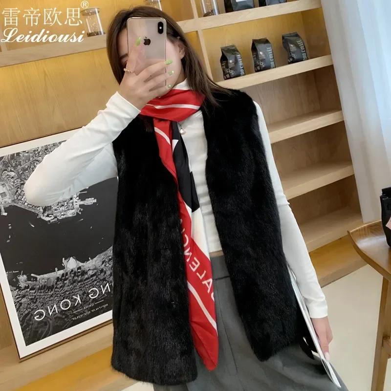 Real Fur Coat Women Clothes 2019 Autumn Winter Real Fur Vest 100% Mink Fur Jacket Sleeveless Waistcoat Manteau Femme 1961 YY2261