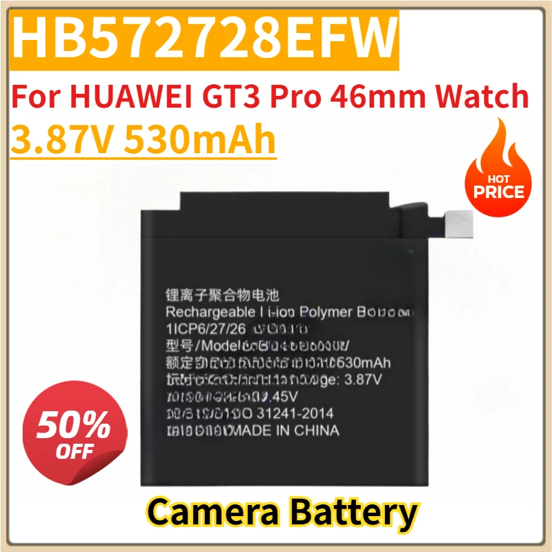 

New Replacement Watch Battery 3.87V 530mAh HB572728EFW for HUAWEI GT3 Pro 46mm Watch Li-Polymer