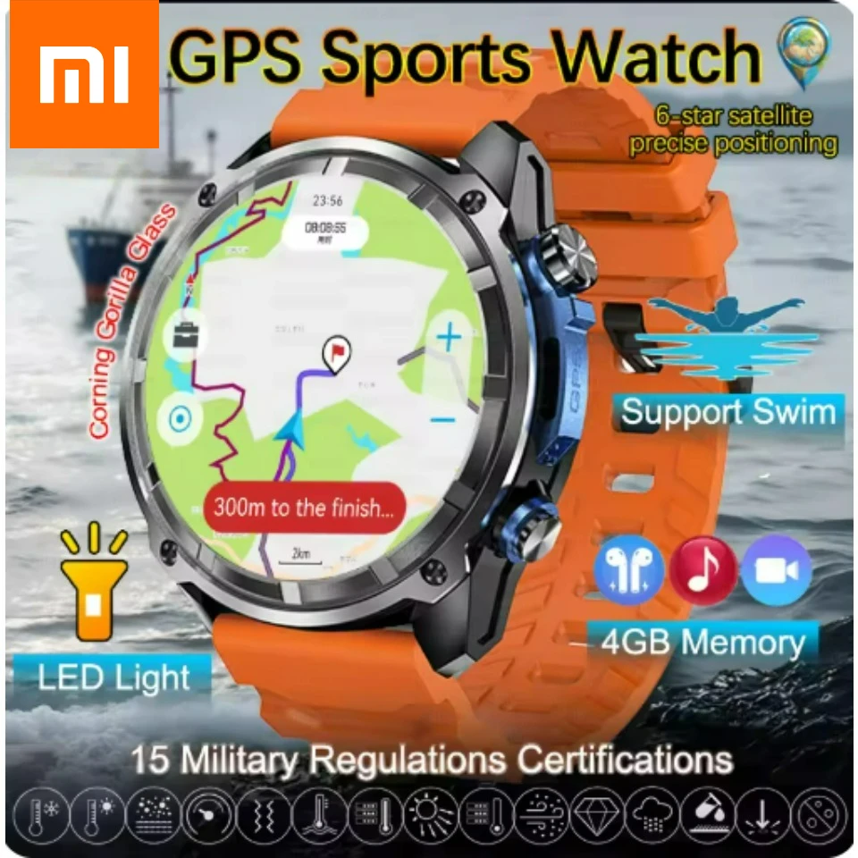 

Смарт-часы Xiaomi с GPS и картами автономной памяти, 4 ГБ, видеоплеер, военные спортивные умные часы для мужчин, водонепроницаемые для плавания, 30 м, AMOLED