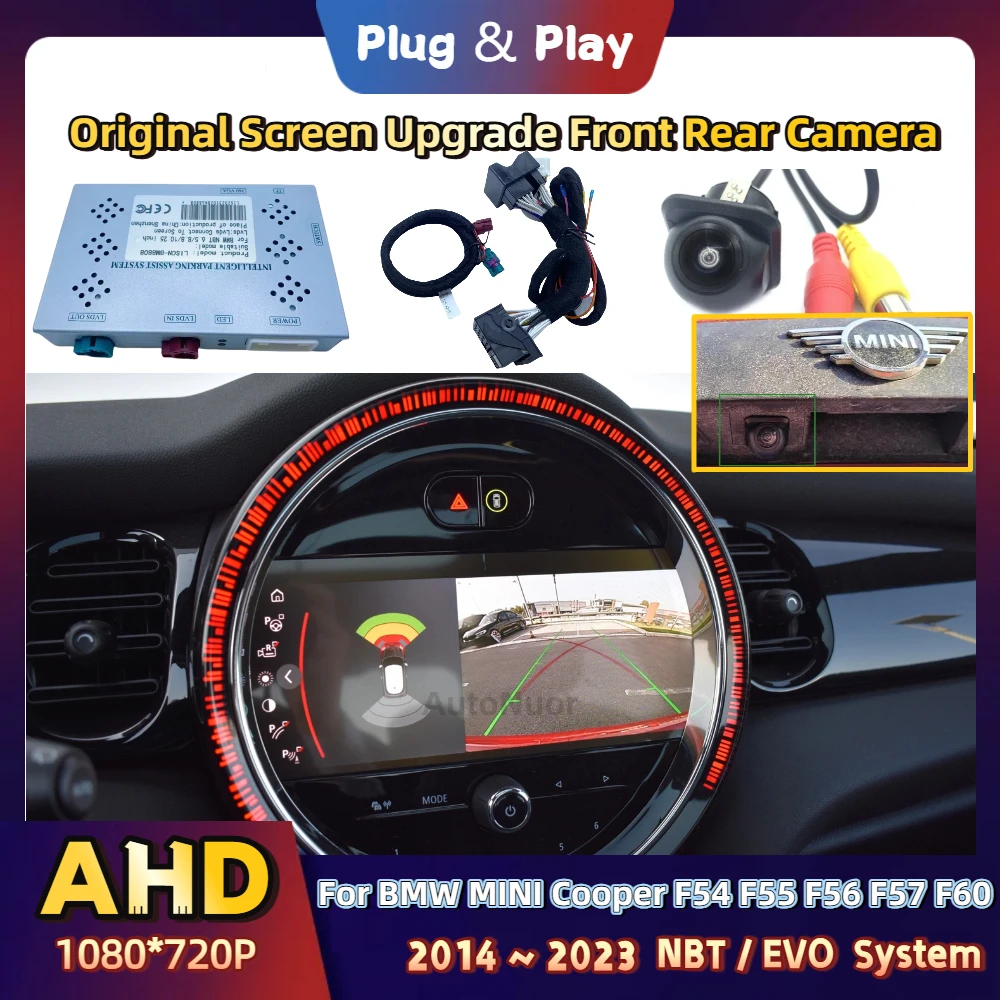 AHD Fish Eye Front Rear Camera Interface For BMW MINI Cooper F54 F55 F56 F57 F60 2014~2023 OEM Screen Plug & Play Reverse Camera