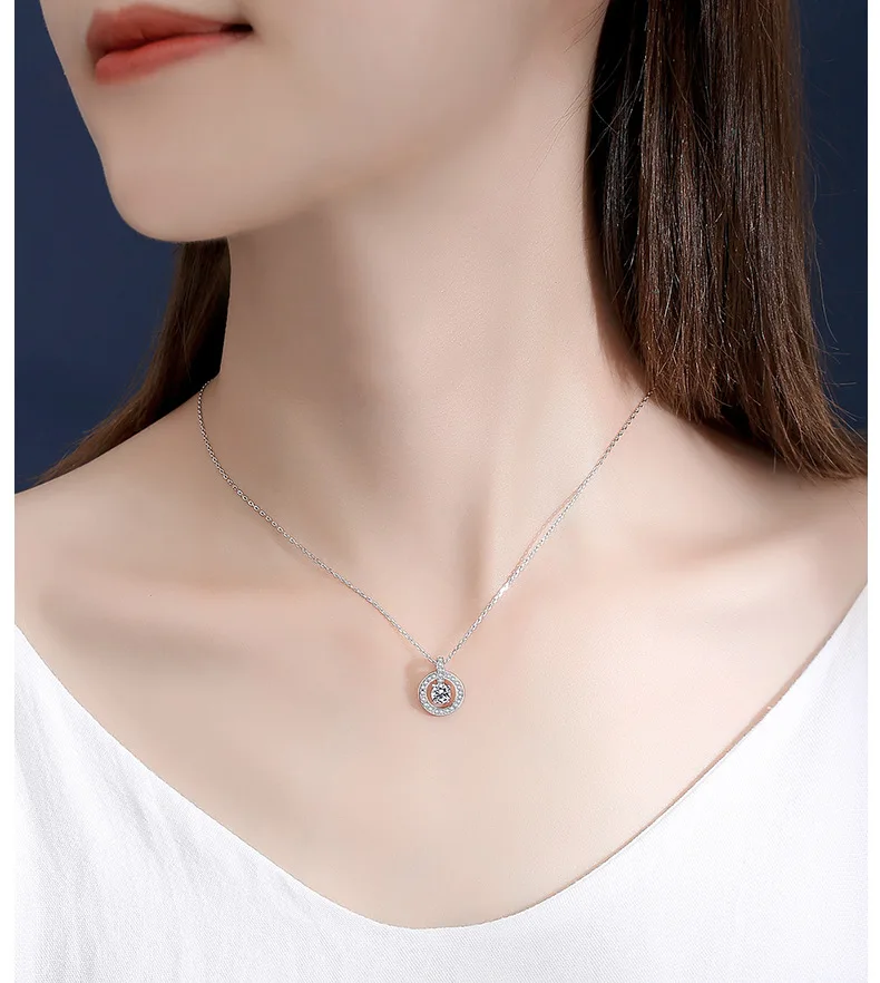 D cor moissanite colar coração pingente 925 prata esterlina branco banhado a ouro corrente com gra fino pescoço corrente para mulher