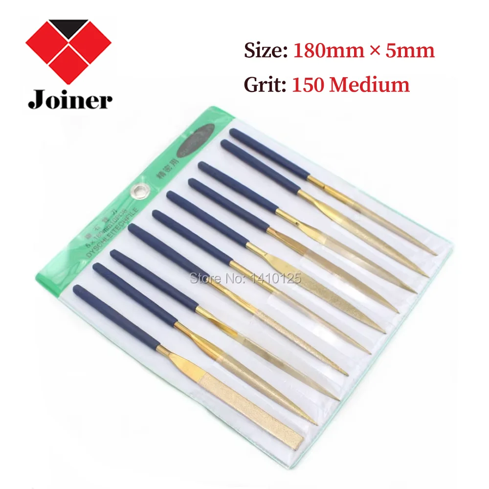 

10Pcs 7 inch 180MM x 5MM Diamond Coated Needle Files Set Titanium Filing Cutting Jewelry Glass Rock Carbide Ceramic Watch Repair