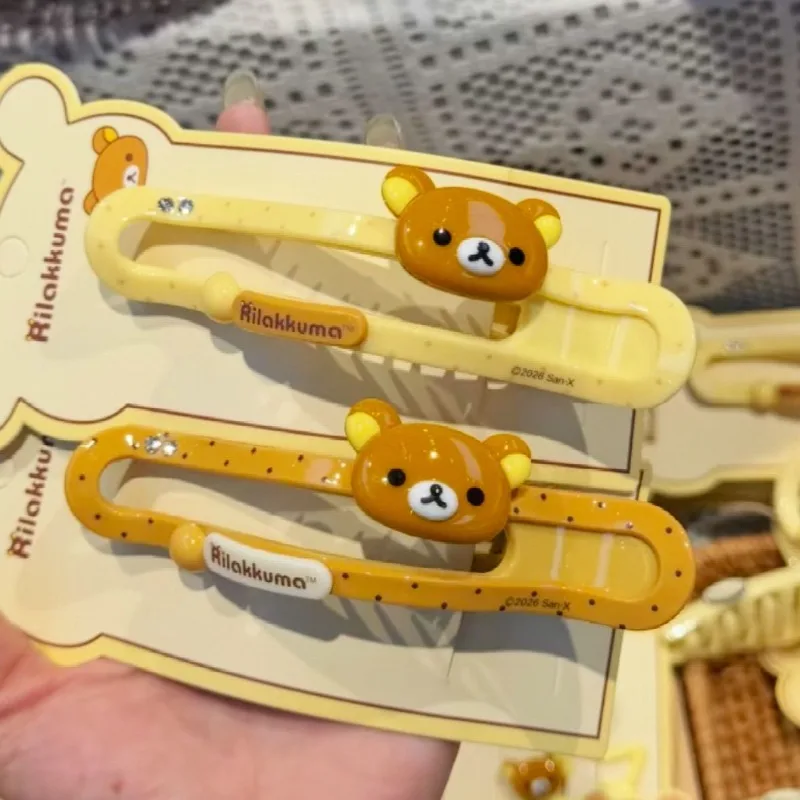 Cute Rilakkuma Large Duckbill Clip Anime Peripheral Creative Retro Back of The Head Hair Clip Versatile Hair Accessory Gift