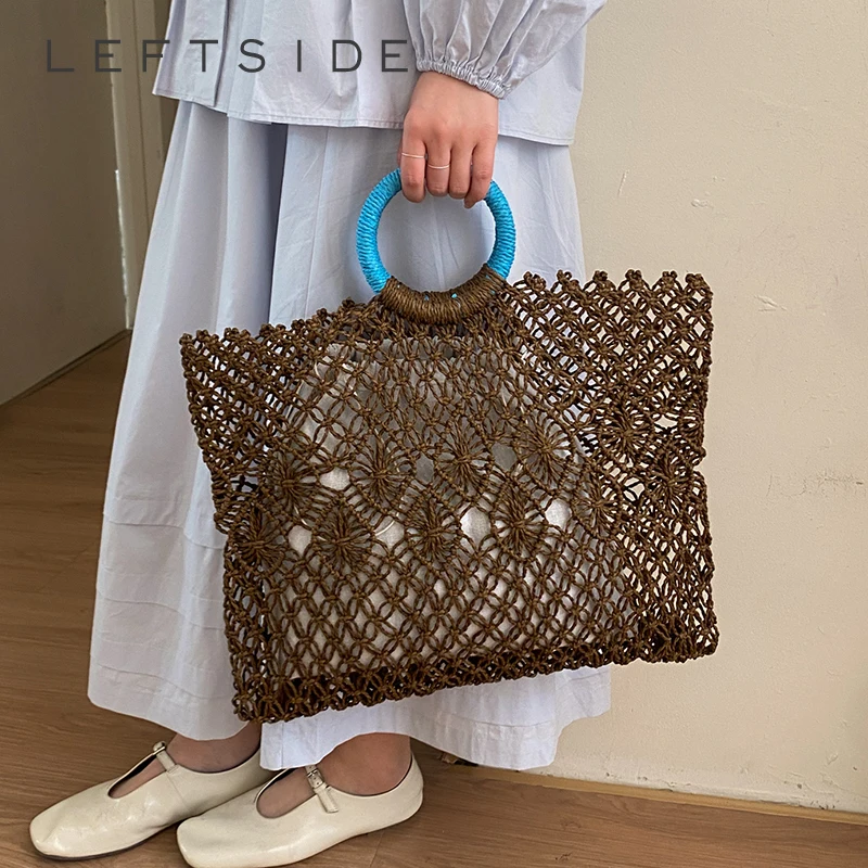 

Женская вместительная плетеная сумка-тоут с круглой ручкой, для отпуска, повседневная, эстетичная, пляжная, для шопинга, лето 2026