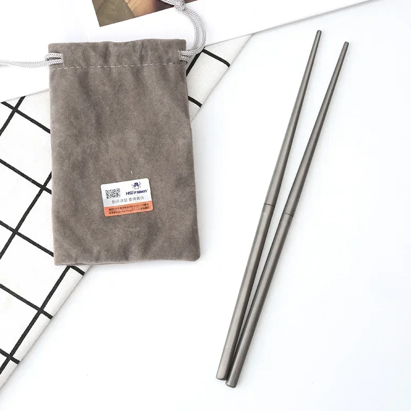 HWZBBEN Titanium Foldable Chopsticks Outdoor Camping Travel Tableware Portable Household Supplies Lightweight Storage Bag view 5