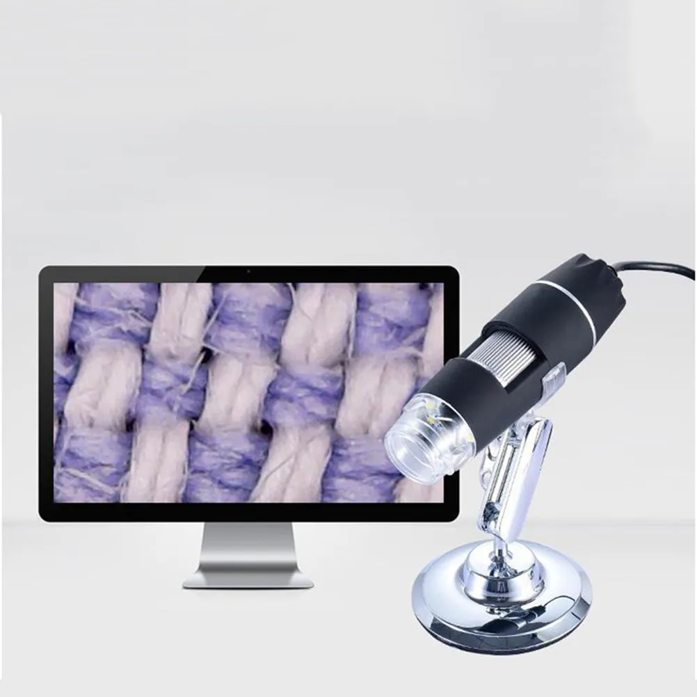 USB Digital Microscope Portable 0X-1600X High Resolution 8 LED Adjustable Brightness Metal Stand USB 3.0 Compatible Win 7 8 10