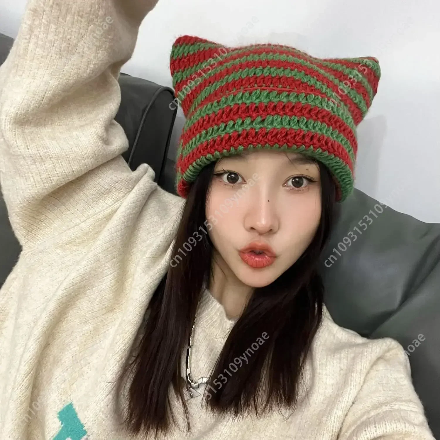 หมวกโครเชต์หมวกแมว Vintage Beanies Fox หมวก Grunge อุปกรณ์เสริม Slouchy Beanie ผู้หญิง Man กิจกรรมกลางแจ้ง Unisex ปรับ