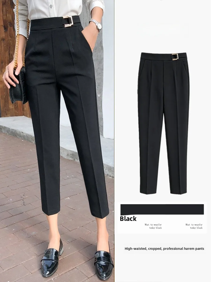 

Женские брюки-харлан с высокой талией, прямые, для офиса и повседневной носки, весна-осень, новинка, повседневные, профессиональные, для поездок на работу, с эффектом похудения