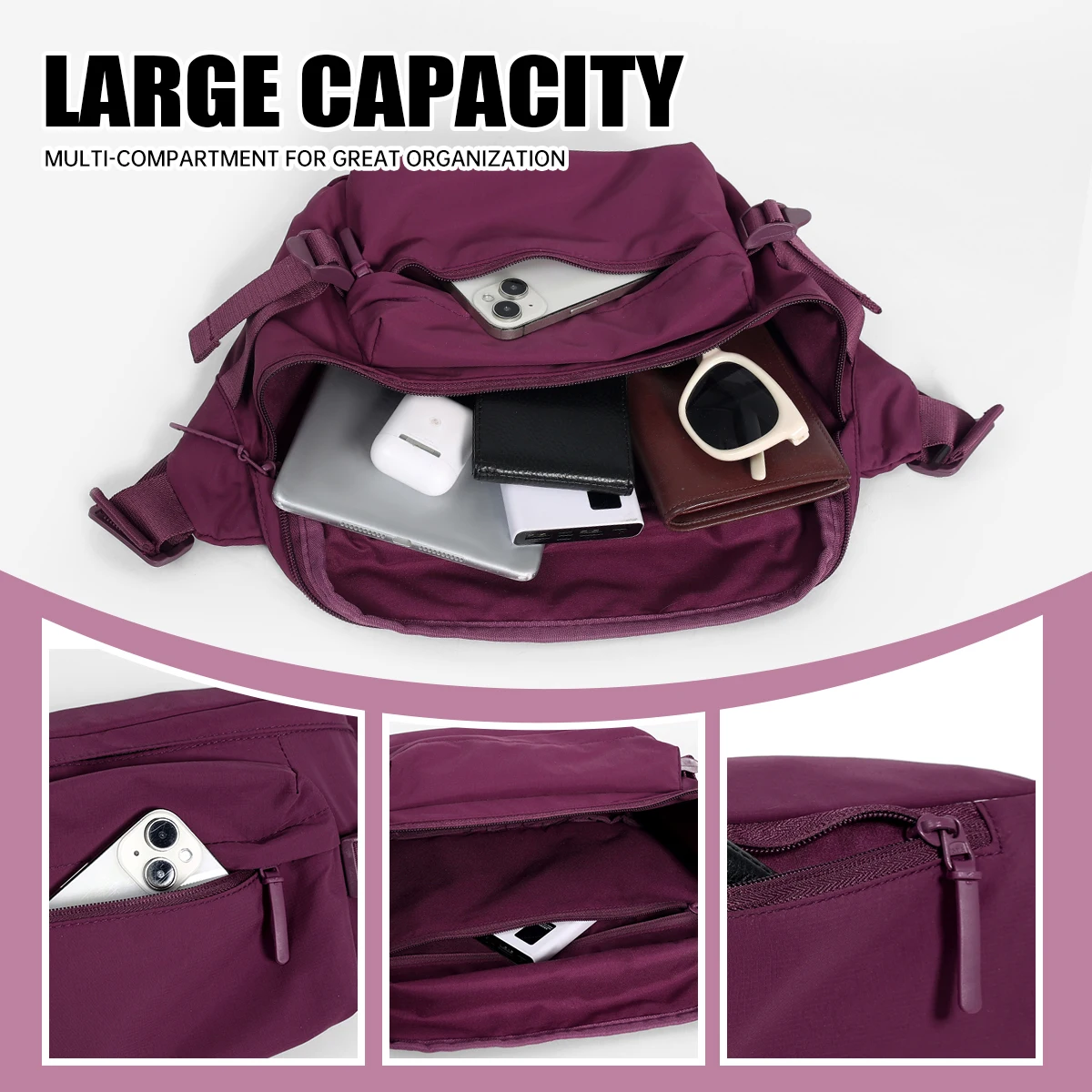 Bolso cruzado de hombro para hombre, estilo ciclismo - close-up view