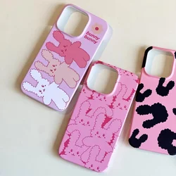 INS Pink Girl Heart Rabbit Bear Case for IPhone 16 15 14 13 Pro Max 15 Plus Back Phone Cover for 12 13 Mini 11 Pro Plus XR