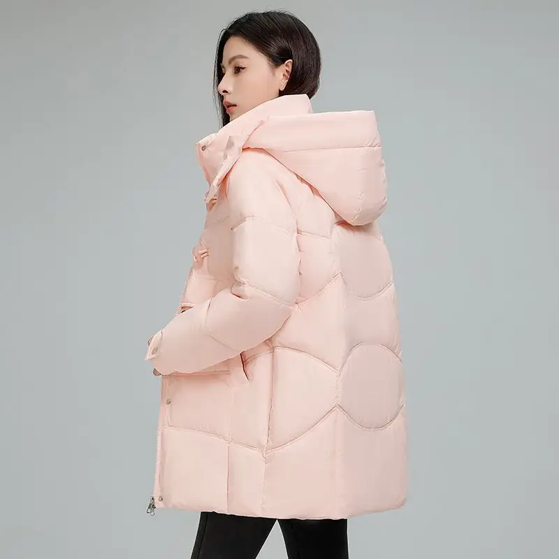 フード付き綿入りコートレディース 2026 秋冬新ロングダウンジャケット女性パーカーファッションウインドブレーカー中国風アウターコート