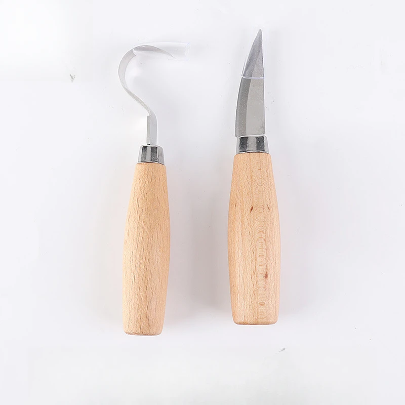 ไม้แกะสลักมีดสิ่วตะขอมีดแกะสลักเครื่องมือ ERGONOMIC งานไม้ช้อนทนทาน Crooked เริ่มต้นประติมากรรม Professional