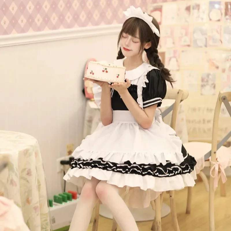 

Girl Maid Role Playing Costume Female Plus Gothic Lolita Princess Pink Dress Sweet Bow Love Live Role Playing Uniform