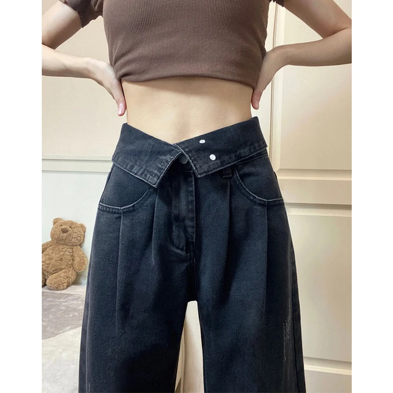 High Waist Straight Leg Jeans Women's plus Size Thin Summer Wide Leg Pants Design Sensation Long Trousers for Pear aped Body