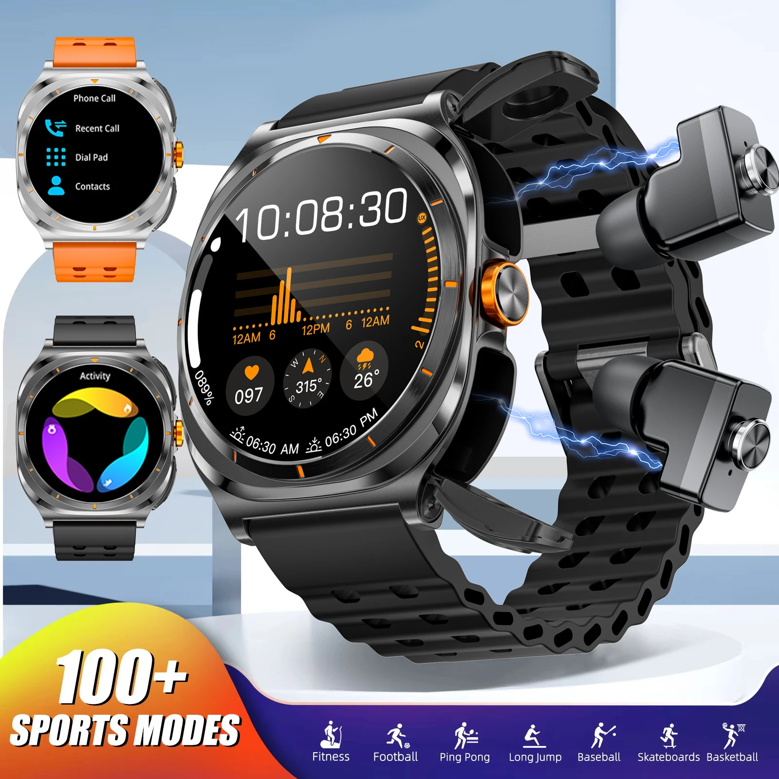 2025 nuevo reloj inteligente actualizado TWS 2 en 1 auriculares Bluetooth IP68 impermeable Bluetooth llamada para hombres y mujeres reloj inteligente deportivo