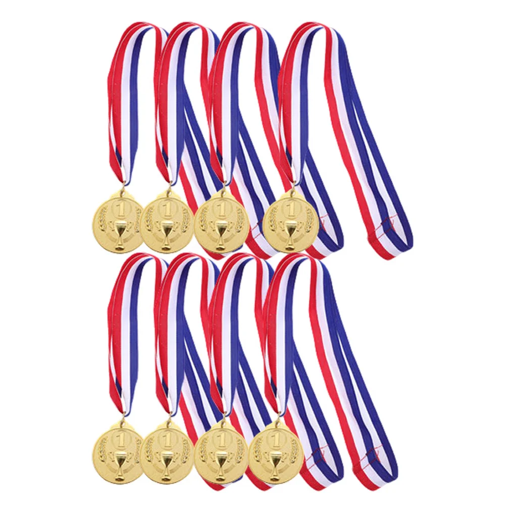 

8pcs Mini Trophies Metal Wheat Spike Design Award Medals For Sports Events Competitions Celebrations Soccer Prizes
