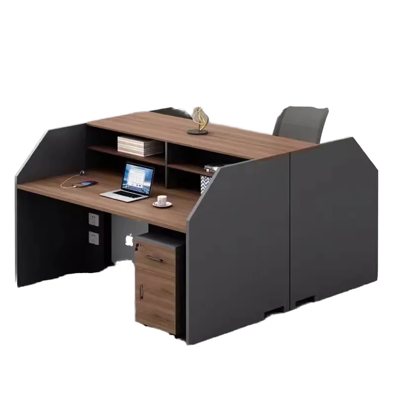 *Office Desk Chair Set for Four Staff Members Simple Modern Modular Design Wooden 2-Person Financial Staff Desk