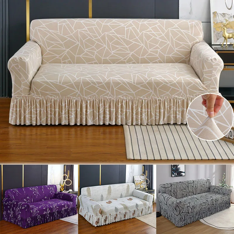 

1pc Multiple Color Elastic Printed Sofa Slipcover with Skirt Full Coverage Elastic Sofa Cover Decorate The 소파 in The Living Room