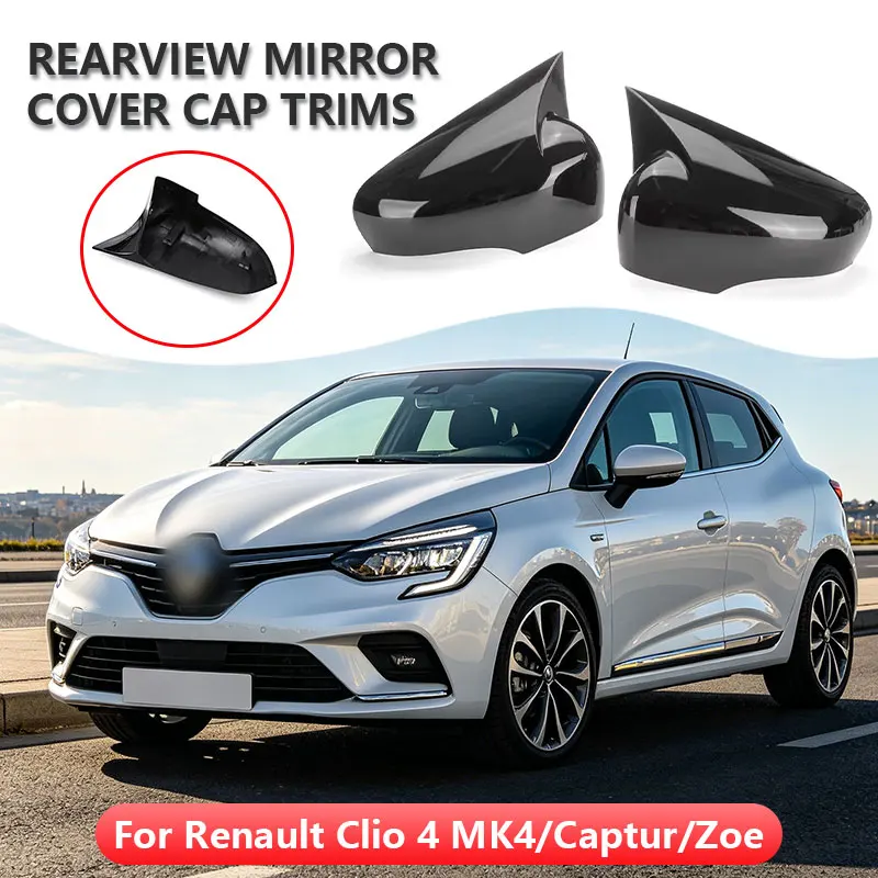 For Renault Clio 4 MK4 Captur Zoe 2012-2019 Car Rearview Side Mirror Cover Wing Cap Sticker Exterior Door Case Trim Carbon Fiber