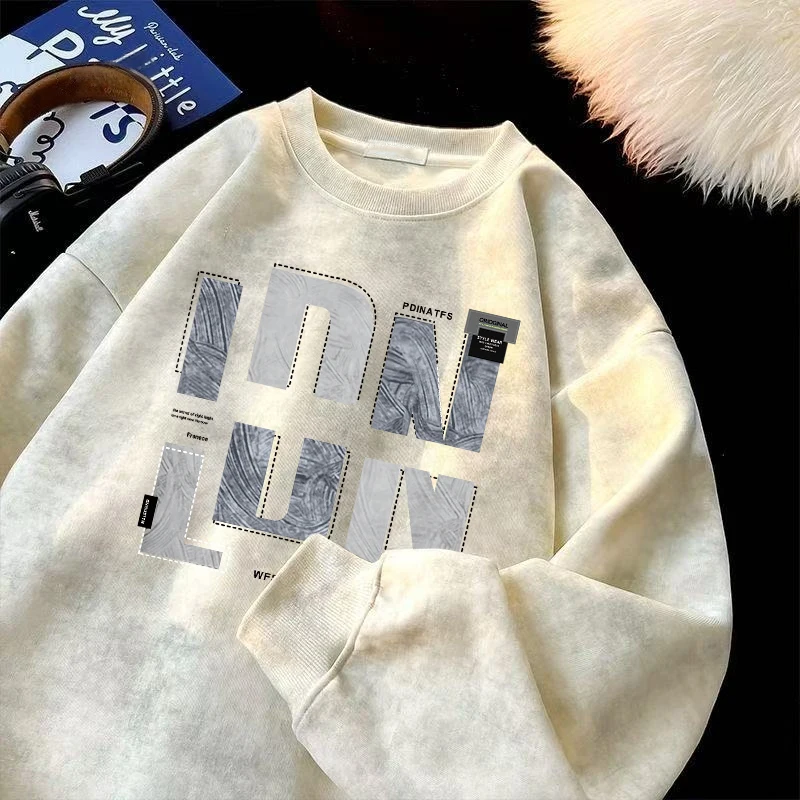 

Толстовка с капюшоном Thiened Fce для мужчин и женщин, осенне-зимняя верхняя одежда с принтом тай-дай, повседневный уличный круглый пуловер Ne, длинный све