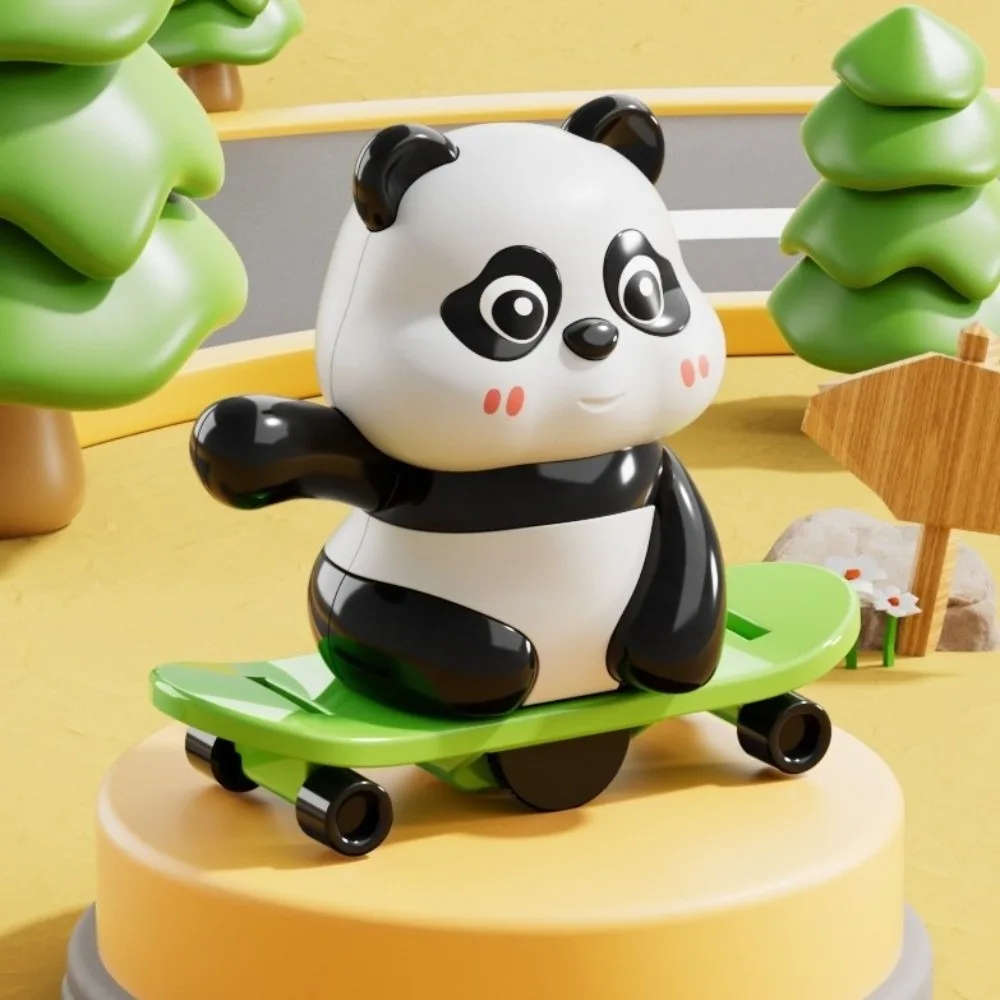 Novità Skateboarding Azione Carica Giocattolo Corda per Saltare Azione Sport in Plastica Panda Ornamento Giocattolo Meccanico per Bambini