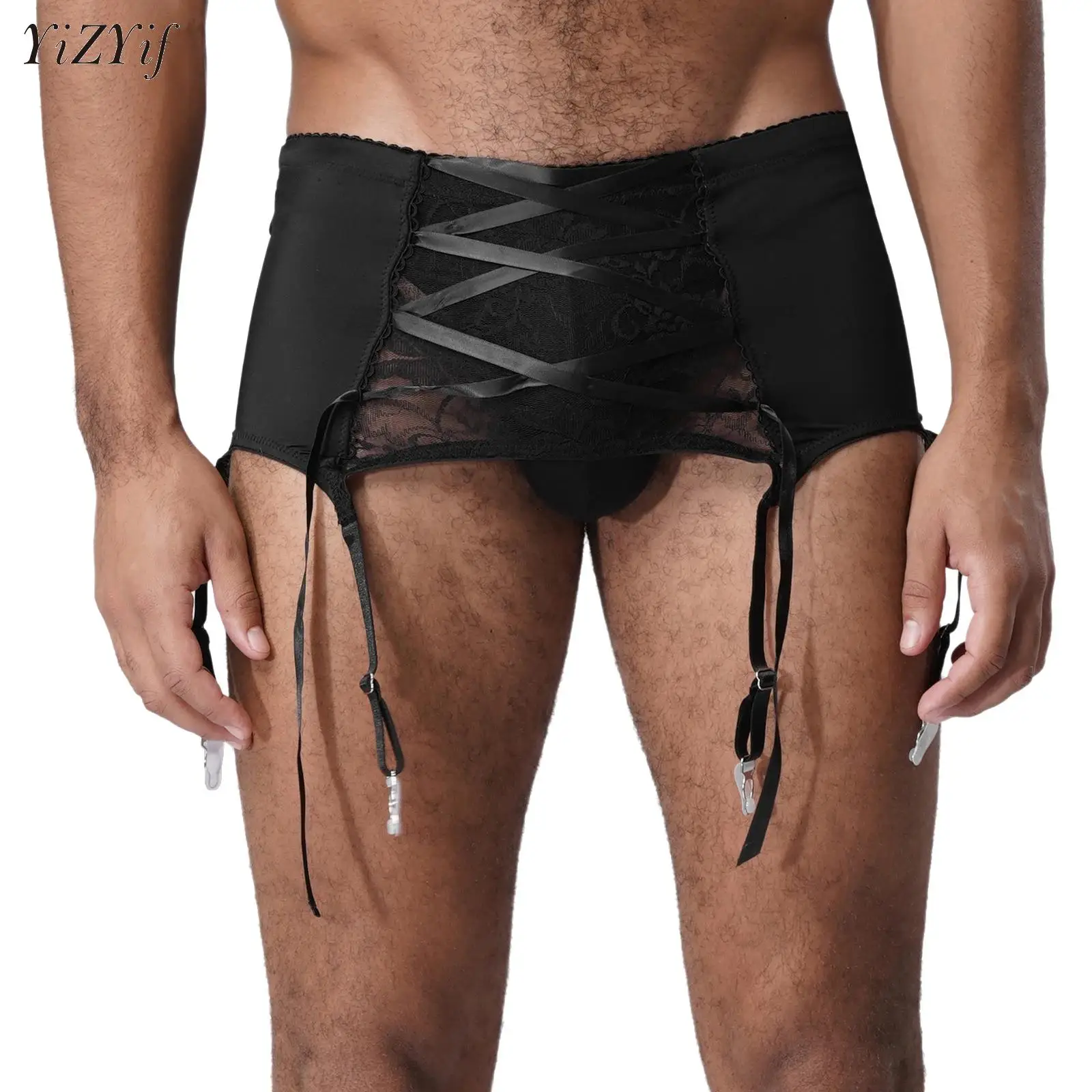 

Sissy Floral Lace Garter Panties 6 Claws High Waist Mens Sexy Lingerie Thigh High Stocking Suspenders Sissy Panties Crossdresser