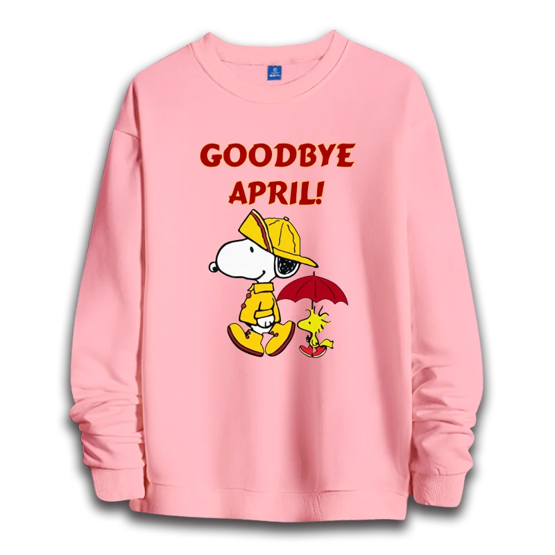 Snoopy cartoon hoodie for girls round neck hoodie for women long sleeved top couples loose casual hoodie couples top for couples