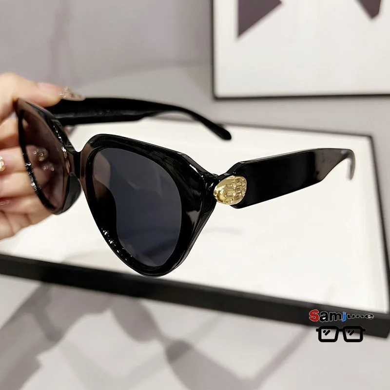 Samjune Y2K Cat-Eye-Sonnenbrille für Damen und Herren, luxuriöse Vintage-Brille, beliebte Punk-Reisebrille, photochrom