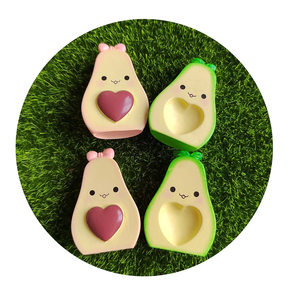 Cute Simulation Avocado Figurine Resin Cartoon Model Home Decor DIY Miniature Fairy Garden Cake Accessories